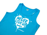 Γαλάζιο αμάνικο γυναικείο T-Shirt 'Never Give Up'
