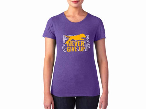 Μοβ γυναικείο T-Shirt 'Never Give Up'