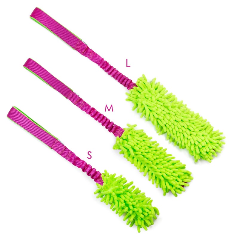 Microfiber toy with bungee handle large